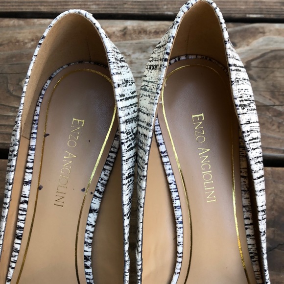 Enzo Angiolini Black and White Peep Toe Heels - Picture 3 of 8